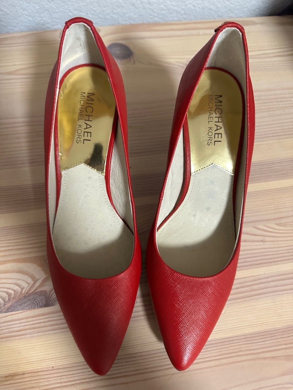 Michael Kors Red Pointed Toe Leather Pumps 7.5